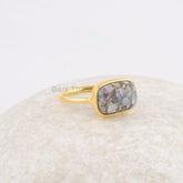 Ethiopian Opal Copper Gemstone Ring, 8x12mm Cushion Sterling Silver Ring, Gold Plated Bezel Ring, Jewelry for Women, Jewelry for Birdesmaid